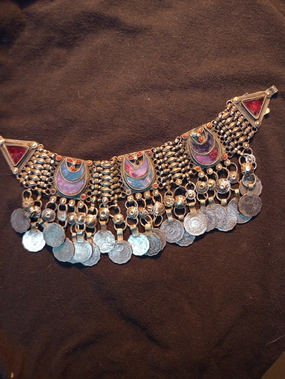 Afghan choker with coins
