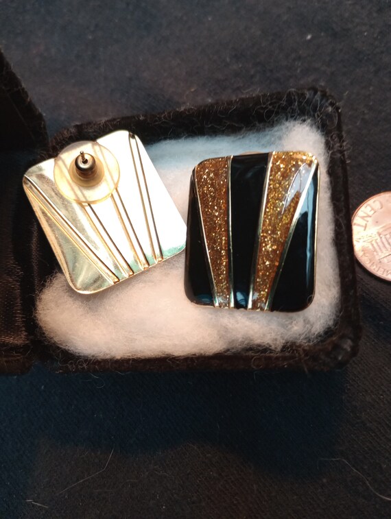 Modern rectangular earrings with posts - image 1