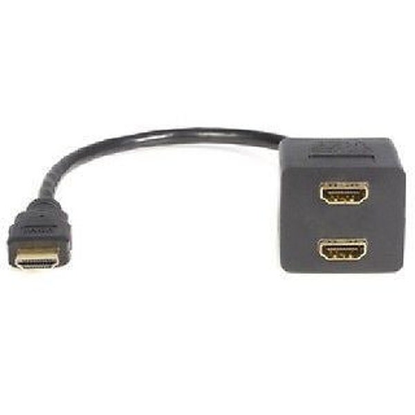 HDMI Y-Splitter Cable Adapter - 1 Male to 2 Females - One (1) ft. - Black