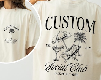 Custom Name Social Club Shirt Back Print, Custom Bridal Party Shirt, Wedding Party Custom Name Shirt