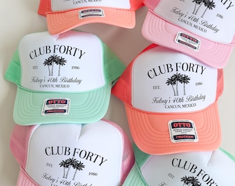Custom Birthday Hats for Group, Funny Trucker Caps, Club 40 50 60 Favors, Girls Trip Hats, Personalized Gift, Bulk Order Hats, Dirty 30 Hat