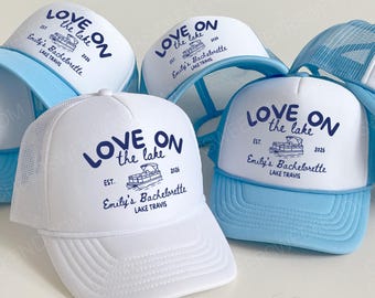 Love on the lake Bachelorette Hats, Custom Lake Bachelorette Hats