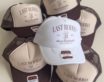 Last Rodeo Cowgirl Bachelorette Trucker Hat, Custom Party Hat