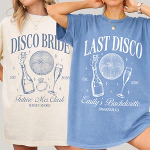 Camisetas de despedida de soltera de Last Disco, camiseta personalizada de novia de Disco, camisetas de despedida de soltera con colores cómodos