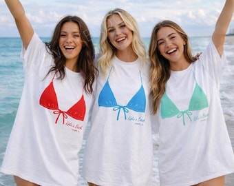 Bikini Top Tee, Fancy Beach Bikini Shirt, Custom Bikini Graphic Tee