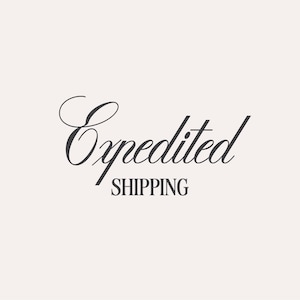 May include: A logo for a shipping company called "Expedited Shipping". The logo is in a cursive font and is black.
