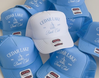 Group Bachelorette Party Hats, Custom Trucker Hats, Bulk Birthday Tracker Hats, Lake Bachelor Hats