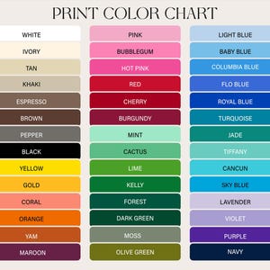 Puede incluir: Una tabla de colores de impresi&oacute;n que presenta tres columnas verticales de muestras de color rectangulares con etiquetas de texto. La tabla muestra una amplia variedad de tonos, incluidos blanco, rosa, azul, amarillo, verde, naranja y morado.