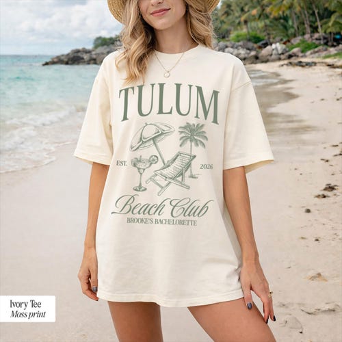 Chemises EVJF Tulum, chemise de mariée personnalisée, t-shirts de soirée nuptiale, chemise tropicale de plage personnalisée, voyage entre filles au Mexique