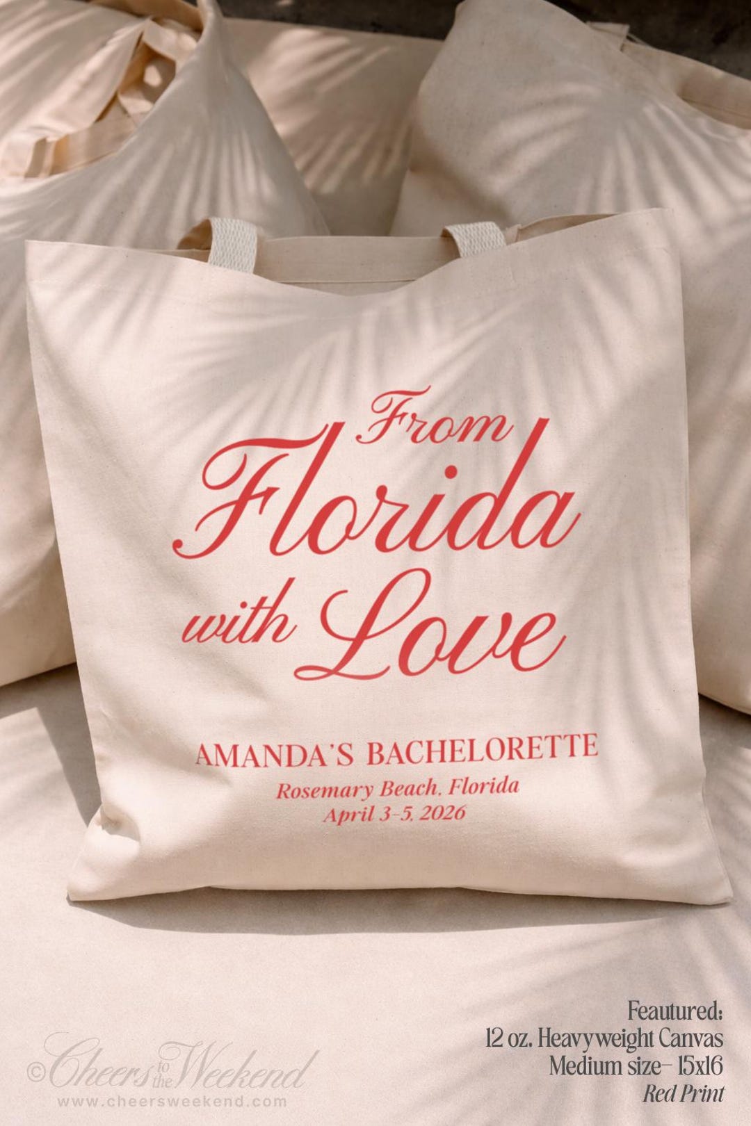 From Florida With Love Custom Beach Bachelorette Cotton Canvas Tote Bag ...