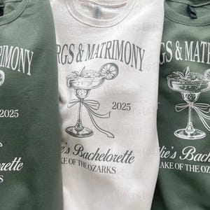 Margs and Matrimony Custom Sweatshirt, Tequila Bachelorette Sweatshirt, Coquette Margarita Bachelorette Crewneck, Bow Margarita Sweatshirt