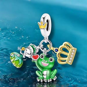 Frog Frog Prince Princess Fairy Tale Story Pendant Charm 925 Silver Charm Bracelet Jewelry Pendant Accessories Decoration