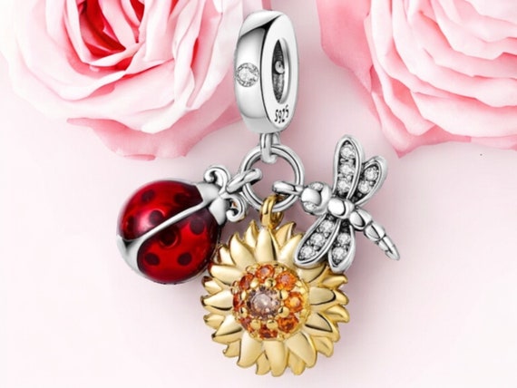 Ladybug June Beetle May Dragonfly Sunflower Meadow Nature Charm
