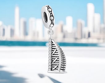 Hotel United Arab Emirates Dubai Beach Burj al Arab 925 Silver Charm Bracelet Jewelry Pendant Accessory Decoration Trinket