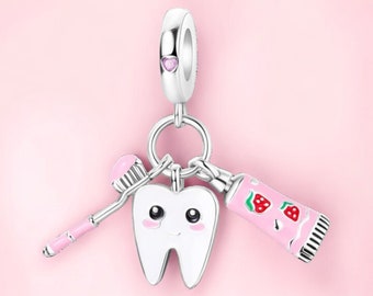 Tooth Fairy Children Tooth Dentist Tooth Loss Milk Teeth Stopper Spacer Charm 925 Silver Charm Bracelet Jewelry Pendant Accessories Decoration