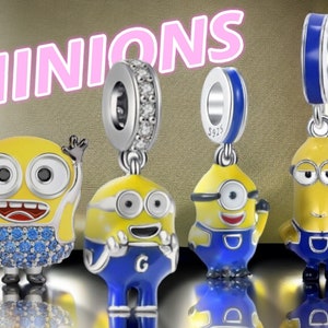 Kevin Dave Bob Stuart Figure Charm 925 Silver Charm Bracelet Jewelry Pendant Accessory Decoration Movie Comic Kids Toy