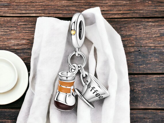 Ciondolo Bracciale In Argento 925 A Forma Di Tazza Da Caffè - Gioiello Originale Per Amanti Del Caffè, Accessorio Regalo
