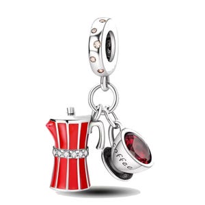 Coffee pot coffee cup espresso latte macchiato cappuccino frappé charm 925 silver charm bracelet jewelry pendant accessory piece of jewelry