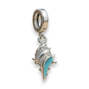 Blue Shell Sealife Zirconia Turquoise Enamel Beach Freshwater Pearl Holiday Travel Charm 925 Silver Charm Bracelet Jewelry Pendant Accessories