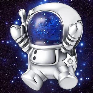 Astronaut Kosmonaut Weltraumfahrt Weltraum Universum Charm 925 Silber Bettelarmband Schmuck Anhänger Zubehör Dekoration Schmuckstück