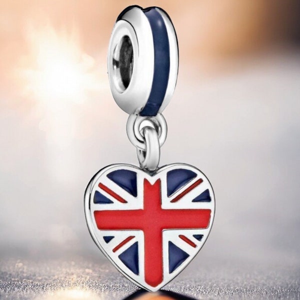 Grande-Bretagne Amour Coeur BigBen Londres Tour Angleterre Europe Bouchon Entretoise Charme 925 Argent Charme Bracelet Bijoux Pendentif Accessoires Décoration