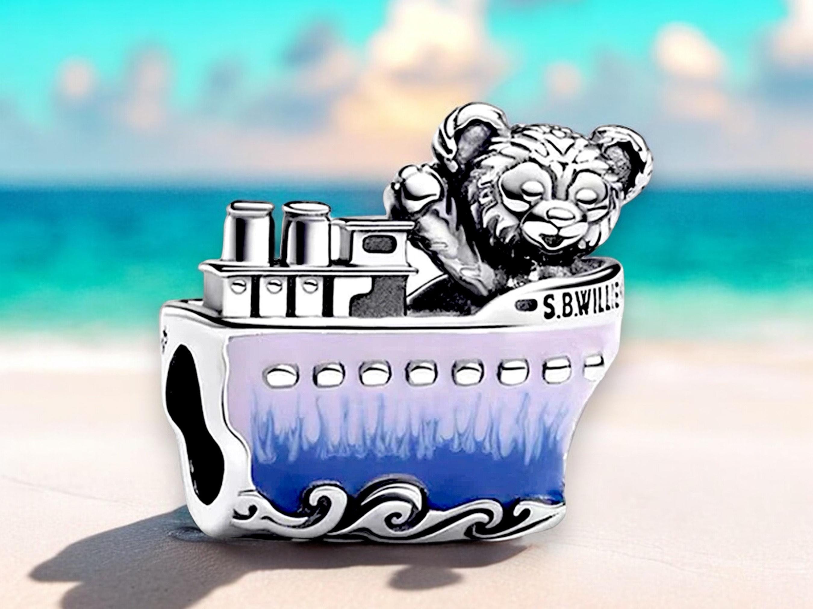 Pandora Disney Charm Teddy Bear on Boat Teddy Duffy Charm 925 Silver Charm Bracelet Jewelry Pendant Accessories