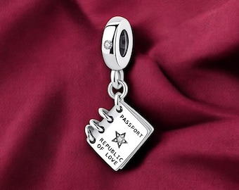 Travel World Passport Airplane Charm for Pandora Bracelet or