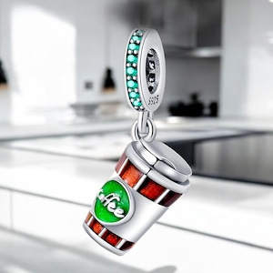 Coffee Cup Espresso Latte Macchiato Cappuccino Frappé Mug ToGo Charm 925 Silver Charm Bracelet Jewelry Pendant Accessories Decoration