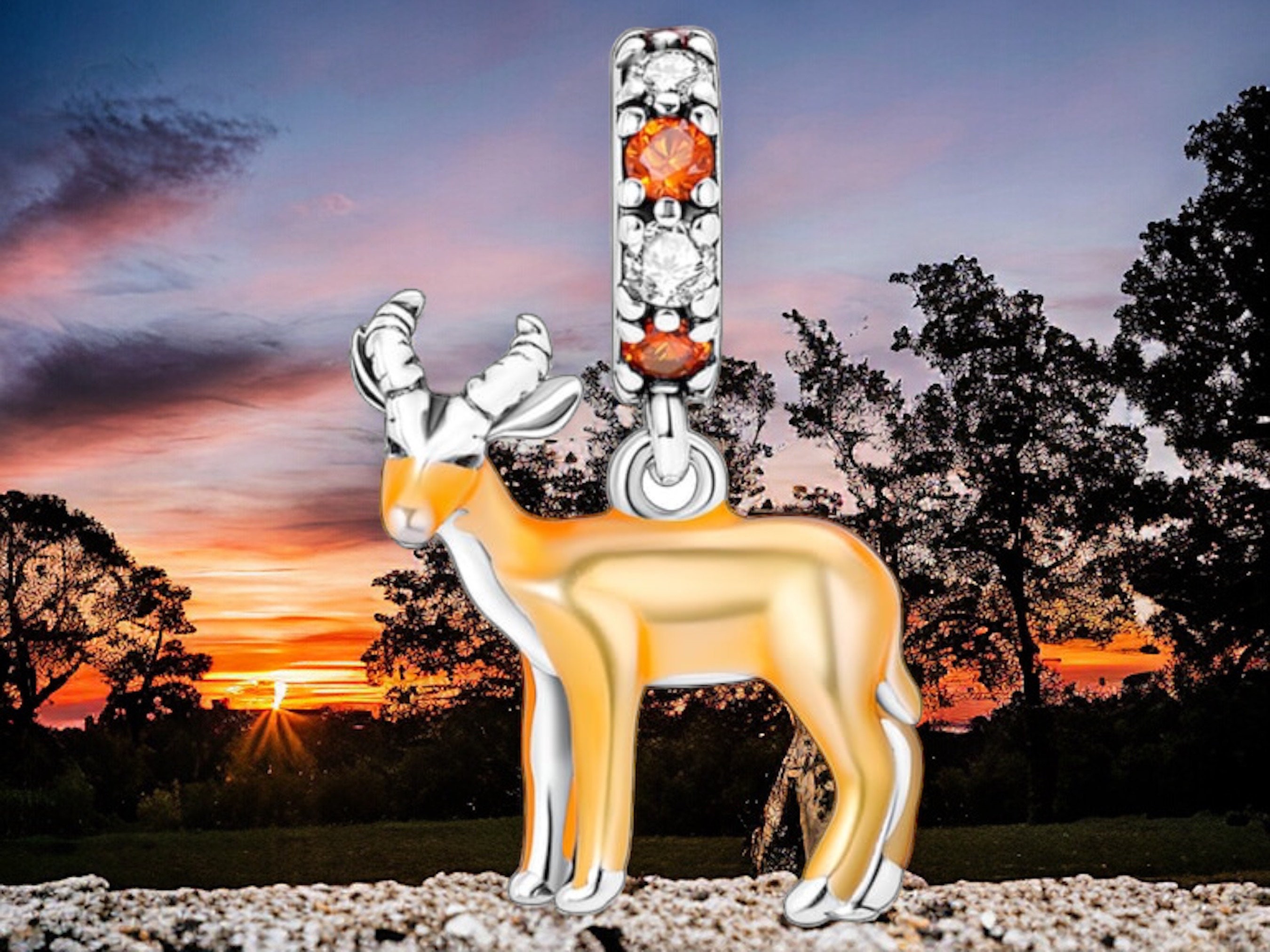 Antelope Africa Springbok Wild Animal Wild Europe Stopper Spacer Charm 925 Silver Charm Bracelet Jewelry Pendant Accessories Decoration