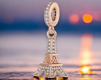 Tour Eiffel Paris Ville d'Amour Holiday Landmark France Bouchon Spacer Charm 925 Silver Charm Bracelet Bijoux Pendentif Accessoires