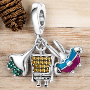 Kinder Cartoon Komik Schauspieler Zeichentrick Meer Ozean Charm 925 Silber Bettelarmband Schmuck Anhänger Zubehör Dekoration Schmuckstück