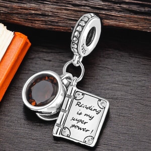 Reading is my strength - Bubbletea Coffee Cup Espresso Latte Cappuccino Frappé Charm 925 Silver Charm Bracelet Jewelry Pendant Accessories