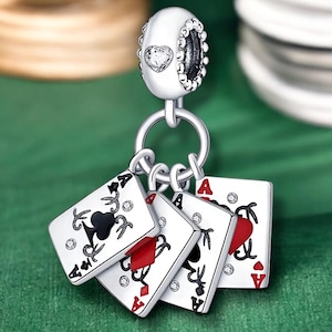 Casino Würfel Karten Poker Las Vegas Glücksspiel 17 4 21 Blackjack Chips Charm 925 Silber Bettelarmband Schmuck Anhänger Zubehör Dekoration