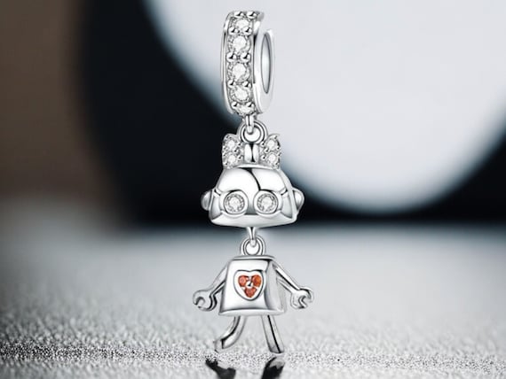 Roboter Frau AI Künstliche Intelligenz Liebe Familie Technik Charm 925 Silber Bettelarmband Schmuck Anhänger Zubehör Dekoration Schmuckstück