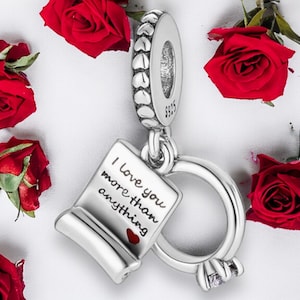 Certificado de solicitud Anillo de bodas Anillo de compromiso Anillo de propuesta de matrimonio Encanto de amor Pulsera de plata 925 Accesorios colgantes de joyería