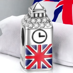 Britain Love Heart BigBen London Tower England Europe Stopper Spacer Big Ben Charm 925 Silver Charm Bracelet Jewelry Pendant Accessories