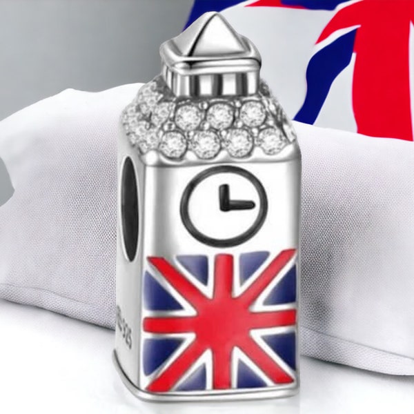 Grande-Bretagne Love Heart BigBen London Tower Angleterre Europe Bouchon Spacer Big Ben Charm 925 Silver Charm Bracelet Bijoux Pendentif Accessoires