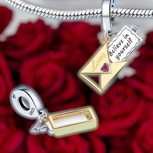 Credi in te stesso Posta Lettera Lettera d'amore Amore Relazione Biglietto di compleanno Braccialetto con ciondolo in argento 925 Gioielli Ciondolo Accessorio