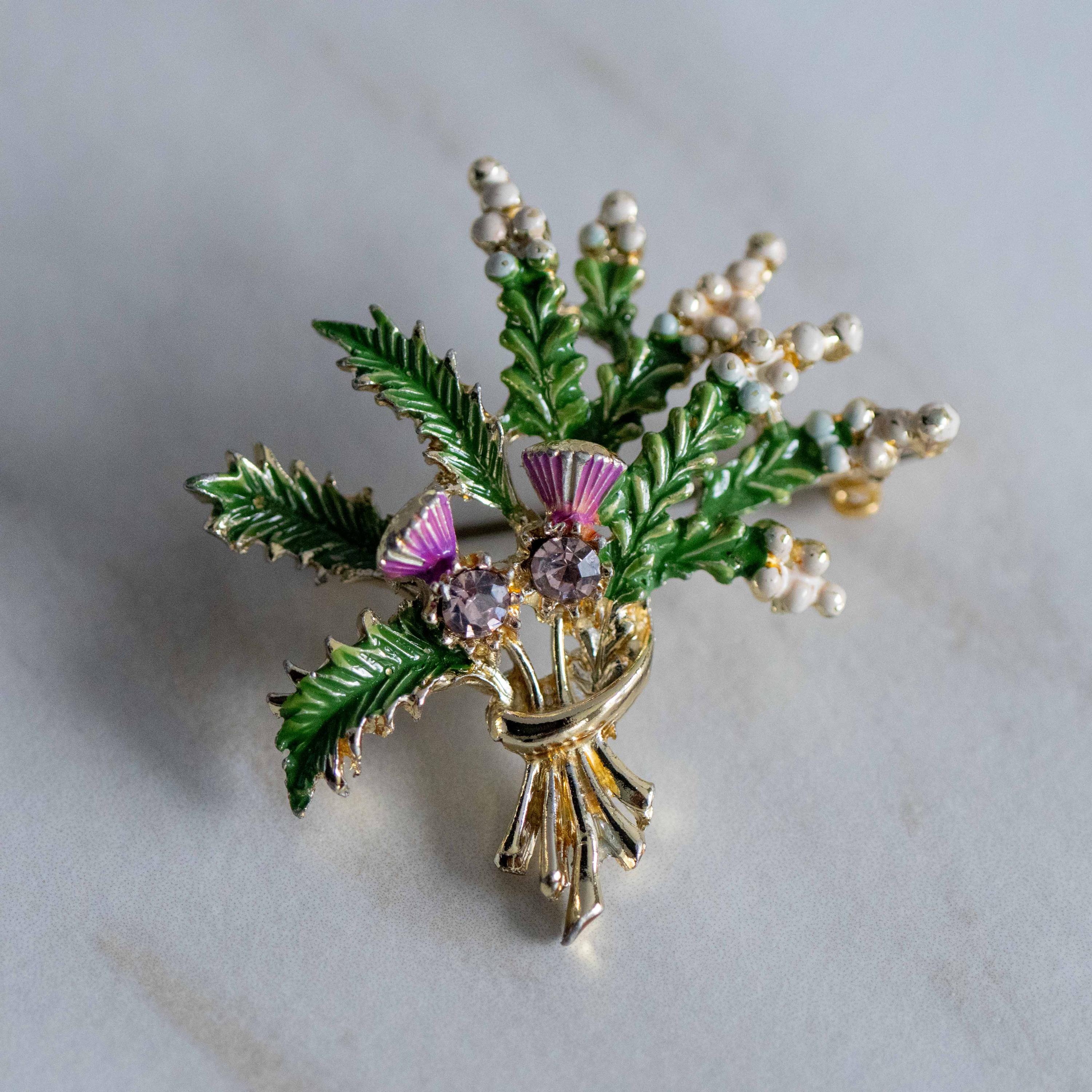 1960s Brooch - Scottish Lucky White Heather In Original Box  By Exquisite Unsigned 3951 P - Foto 6