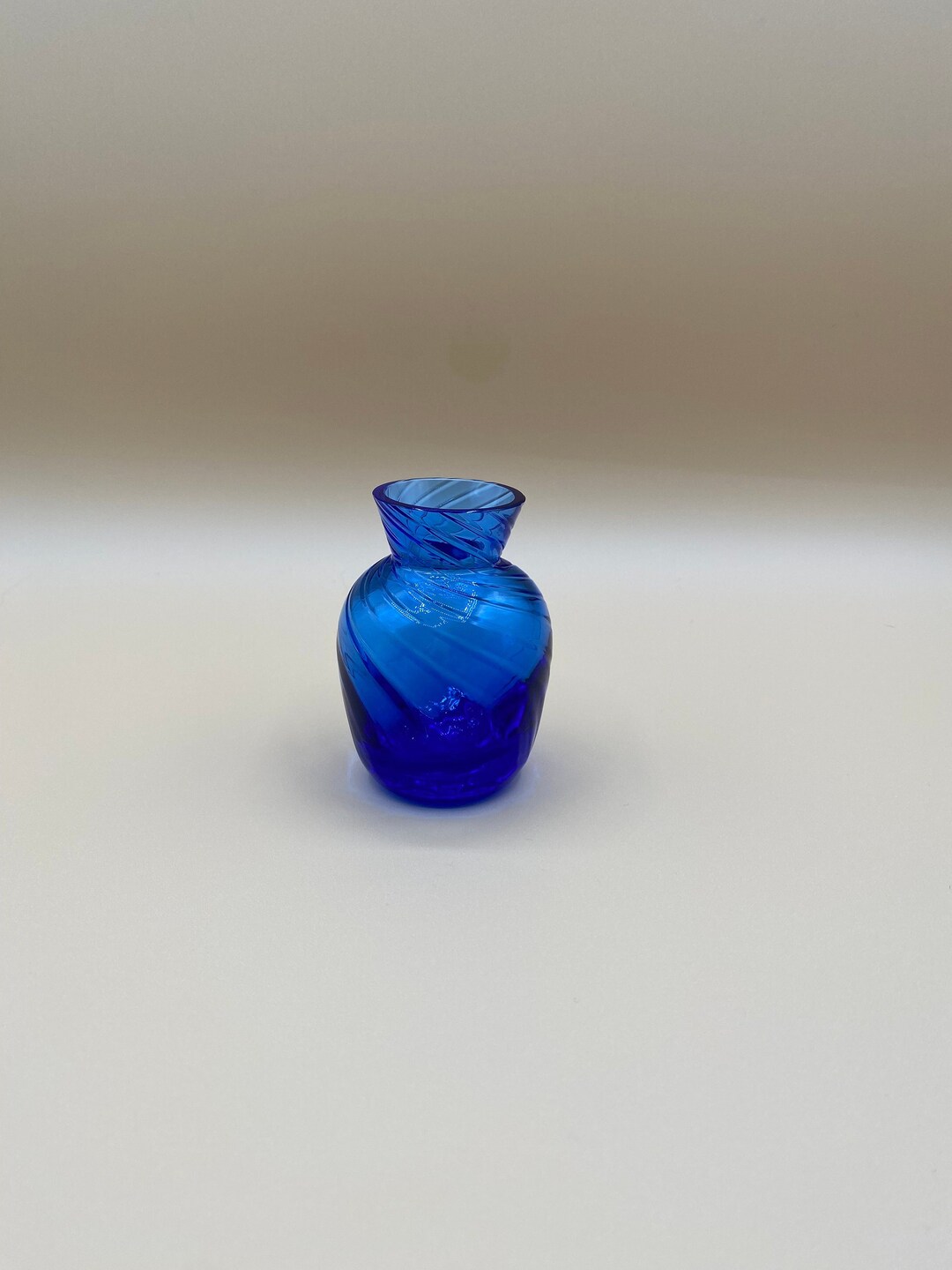 Small Cobalt Blue Glass Bud Vase With Swirled Pattern Etsy
