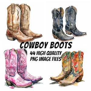 Clipart de botte de cowboy, clipart aquarelle, photos de botte de pays, idéal pour les travaux manuels en papier, la conception artistique, le scrapbooking, l'impression, licence commerciale