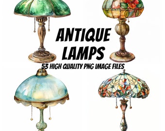 Antique Lamp Clipart, Watercolor Lamps, Old Lamps, For Paper Crafts, Scrapbooking, Card Making, Printing, Art Design, Commercial License