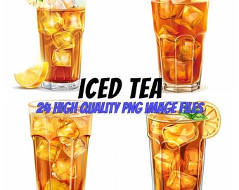 Iced Tea Clipart, Watercolor Iced Tea, Glass of Tea, Drink Clipart, Paper Crafts, Scrapbooking, Journal, Card Making, Commercial License