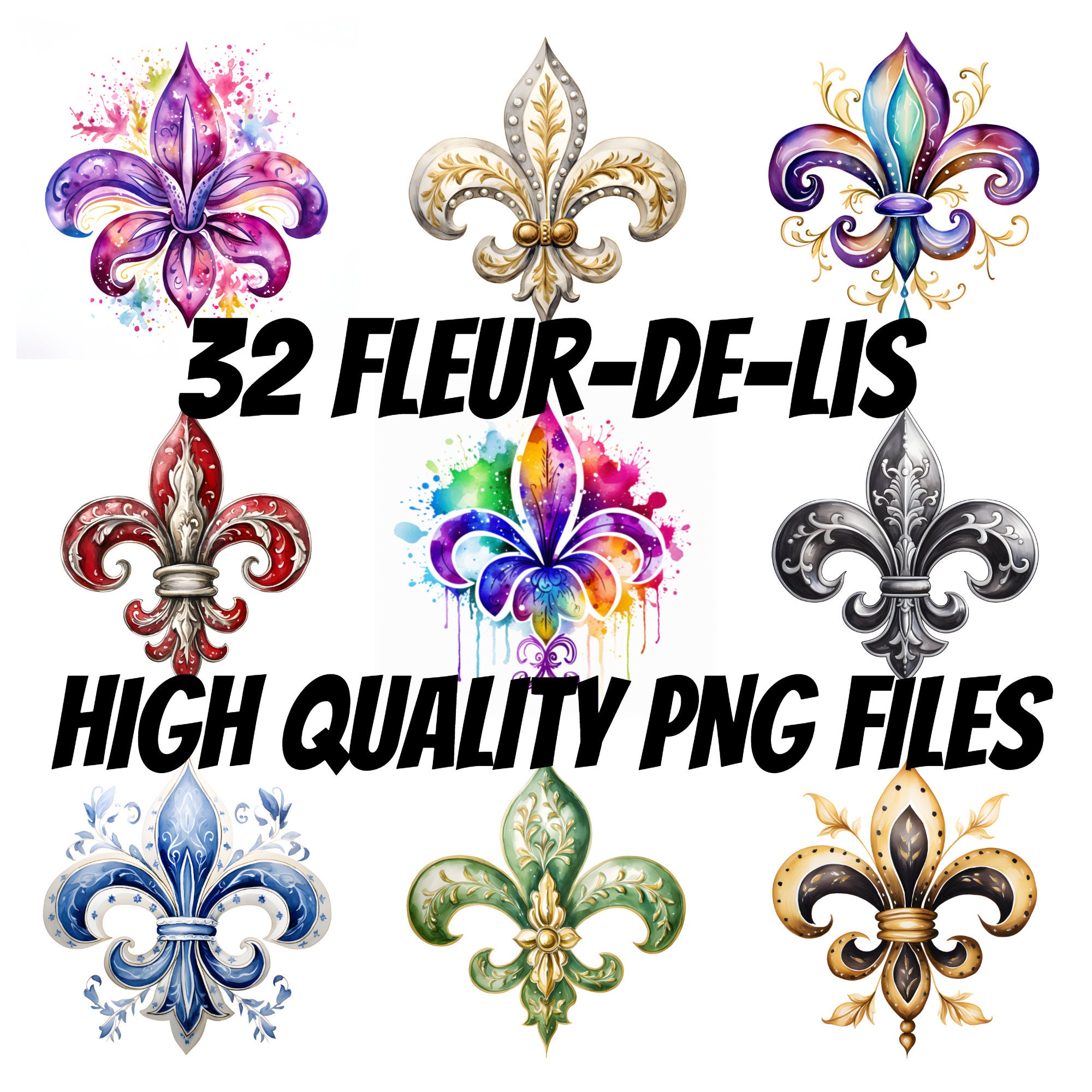 Fleur De Lis Clipart, Watercolor Clipart, Fleur-de-lis Designs, Great ...