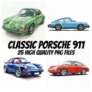 Classic Porsche 911 Clipart, Porsche 911 Bilder, Porsche 911 Bilder, Porsche 911 Art, Für Papierhandwerk, Scrapbooking, Kartenherstellung, Druck, Kommerzielle Lizenz Inkl