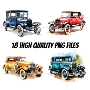 1920er Jahre Autos Clipart, 18er-Set, Vintage Auto Clipart, Oldtimer Kunst, Kunst für POD, Papierhandwerk, digitaler Download, kommerzielle Nutzung inbegriffen
