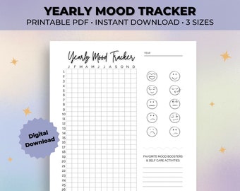 Yearly Mood Tracker | Printable Mood Tracker PDF | Mood Journal | Mental Health Tracker | Daily Tracker | Letter/A4/A5 PDF