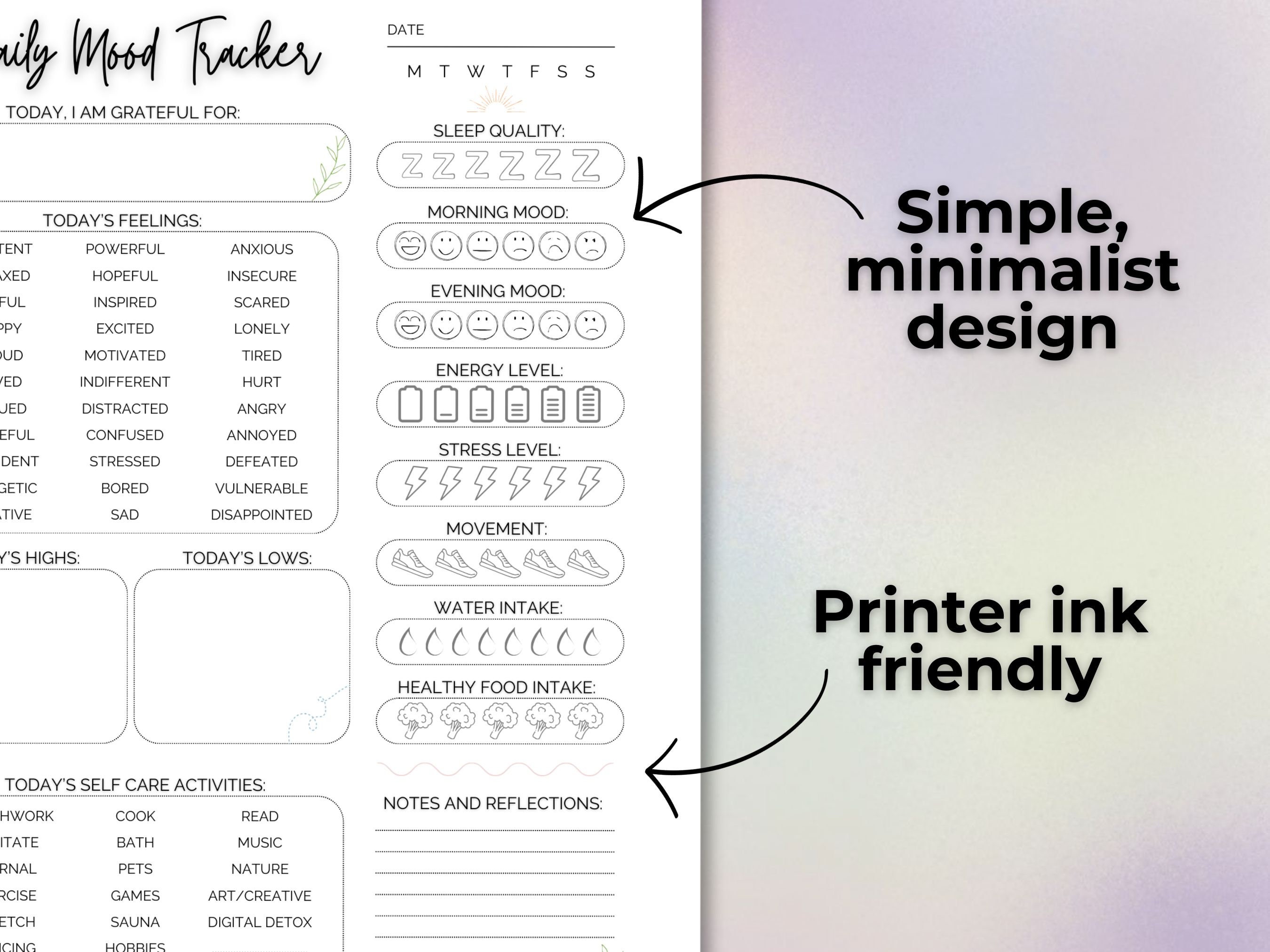 Daily Mood Tracker | Printable Mood Tracker PDF | Mood Journal | Mental ...