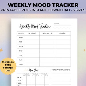 Weekly Mood Tracker | Printable Mood Tracker PDF | Mood Journal ...