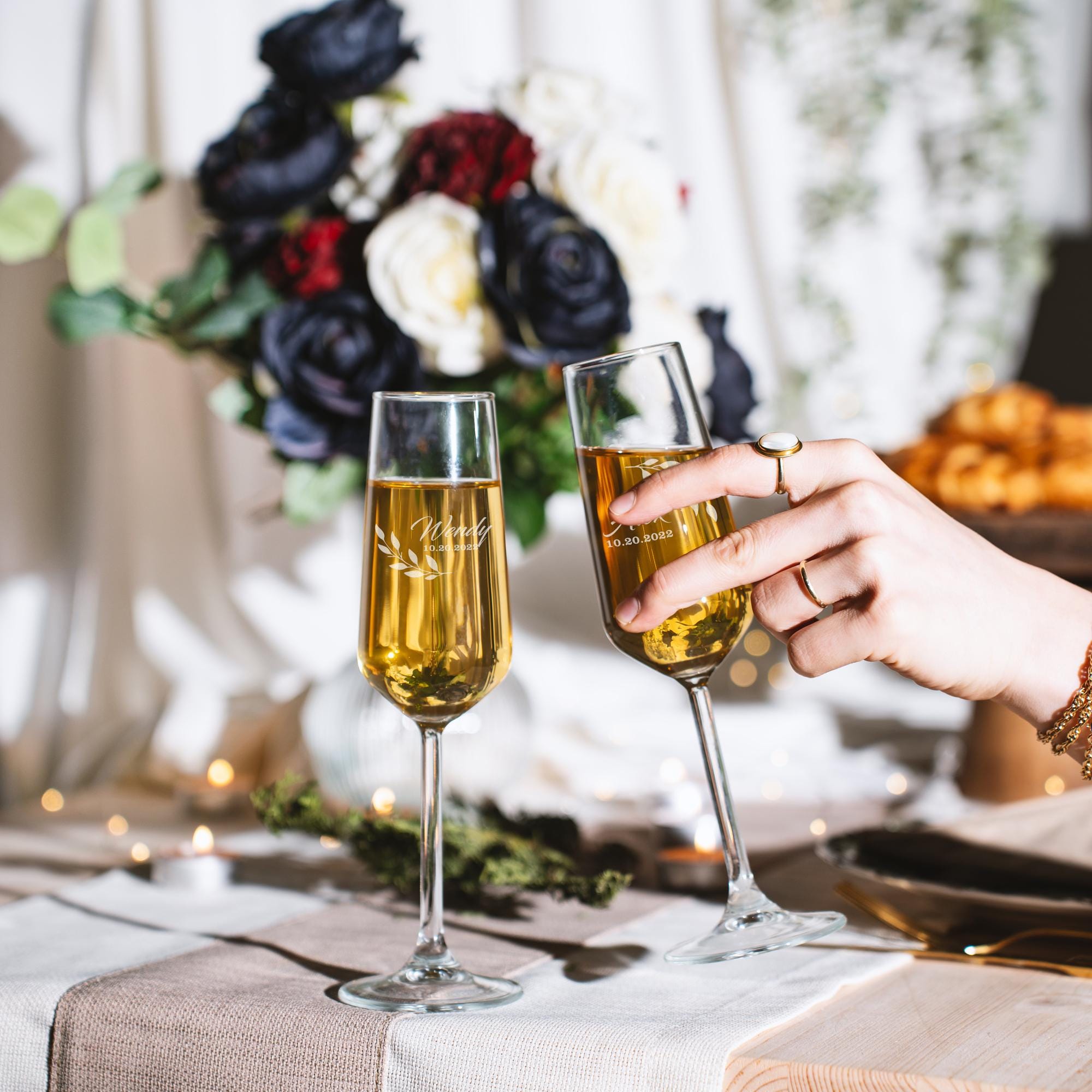 Discover Custom Engraved Champagne Flutes – Bride & Groom Wedding Gift